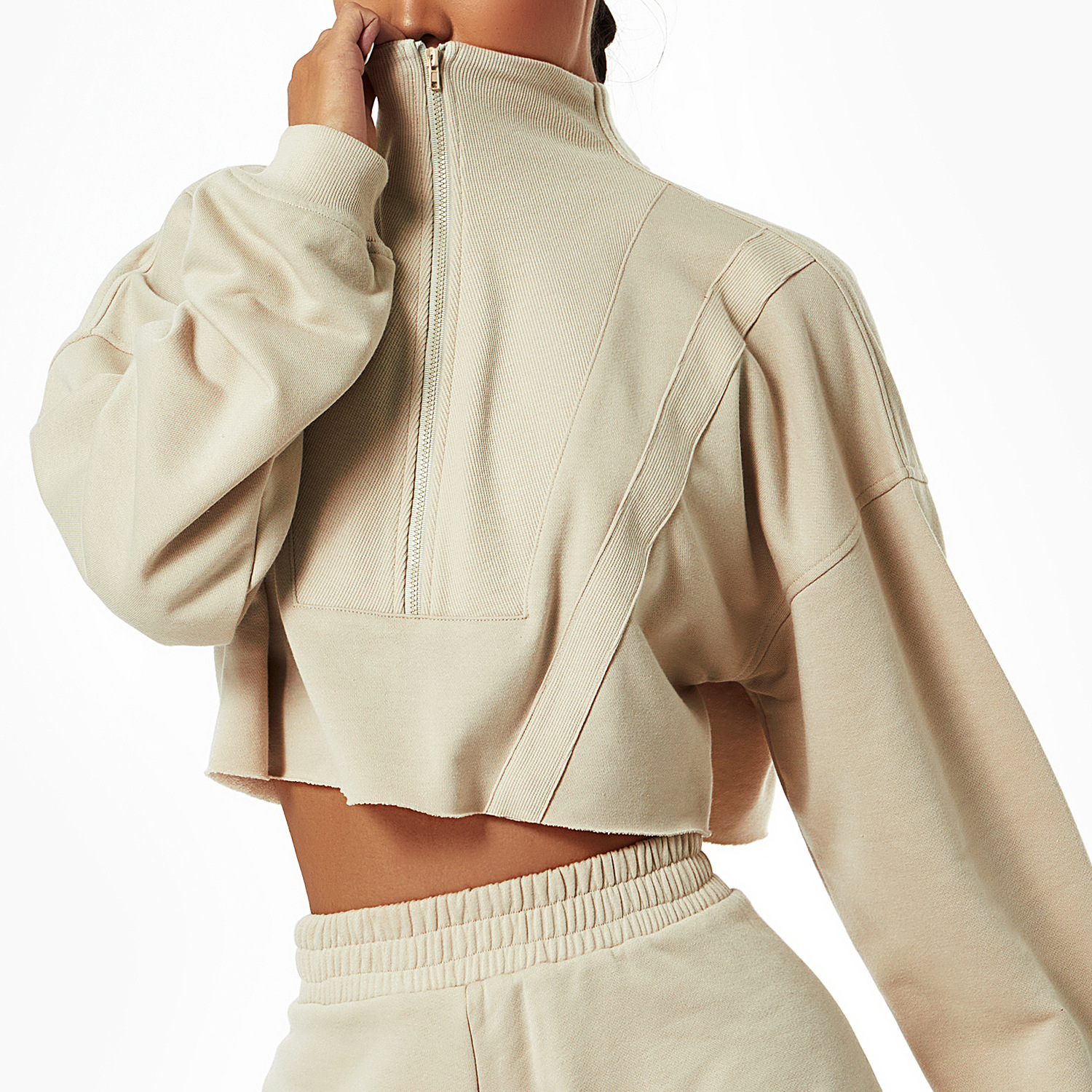 Long sleeve sport zipper hoodie