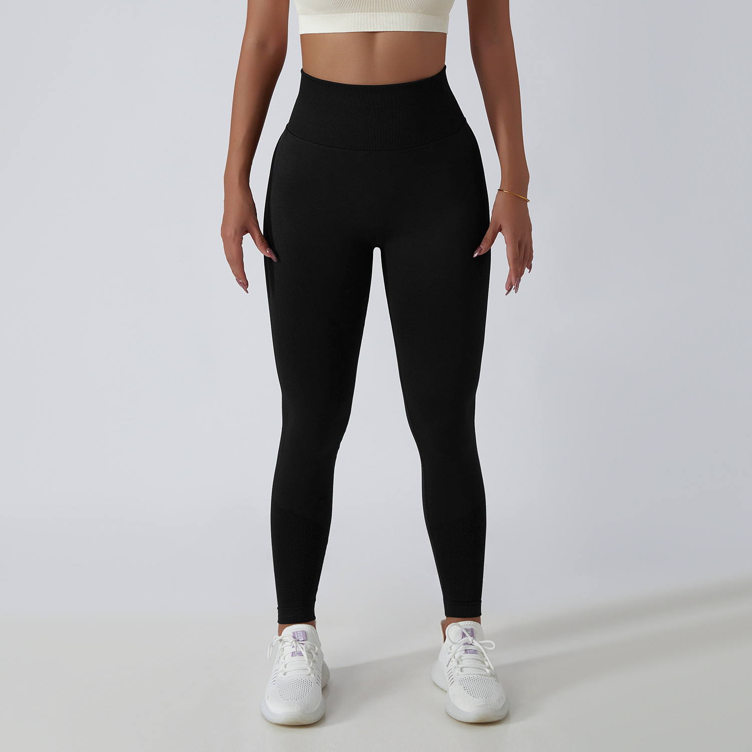 Seamless knit tight height waist breathable athletic yoga pants