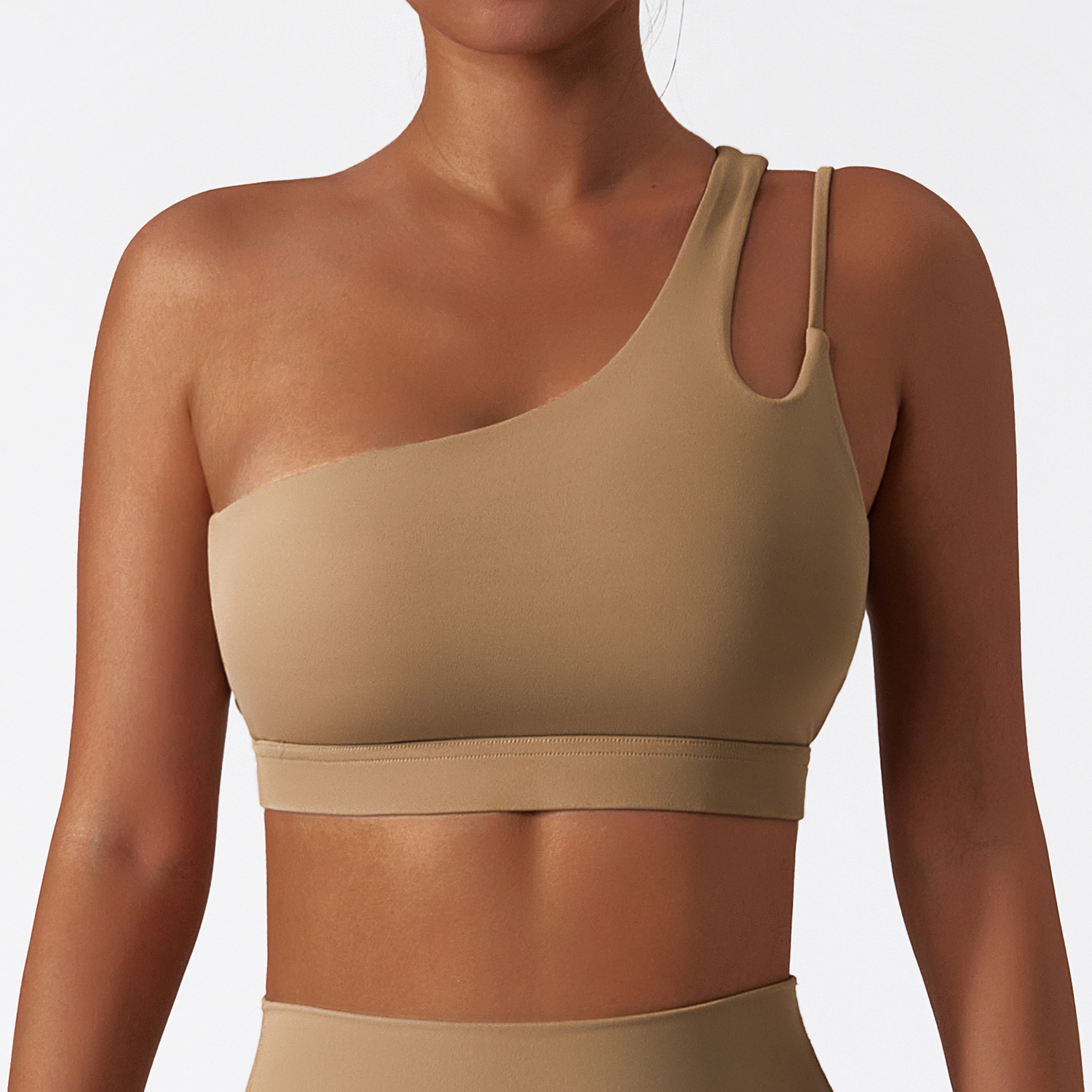 Diagonal one-shoulder shock-proof yoga bra