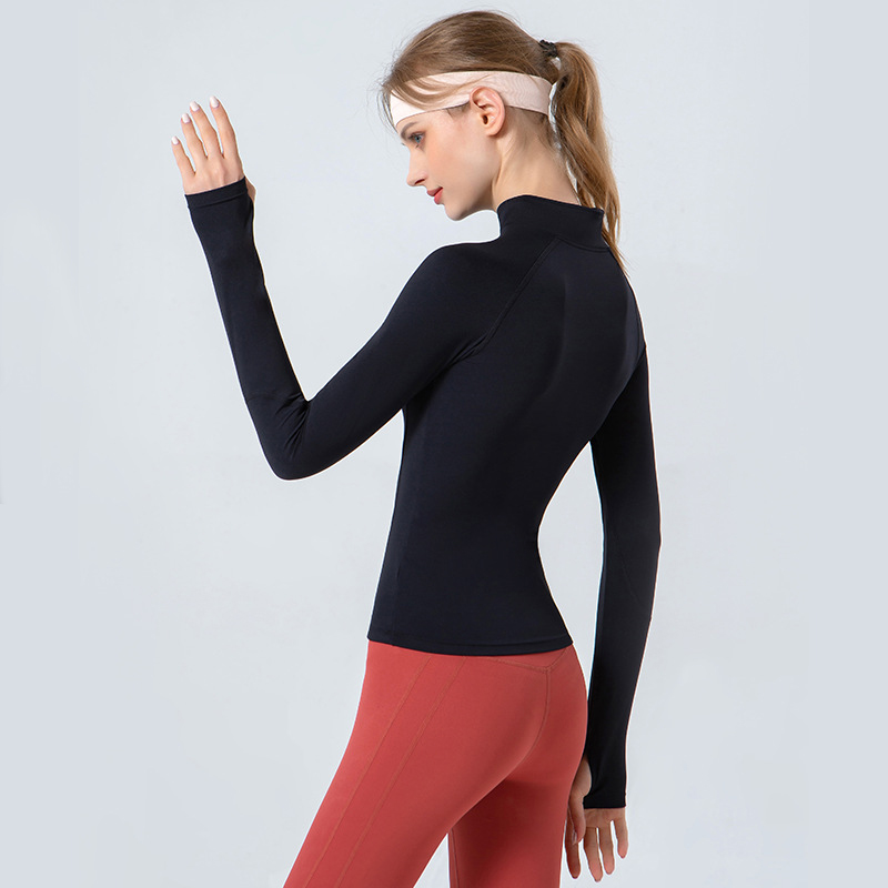 Standing collar half zipper yoga sports Long sleeves