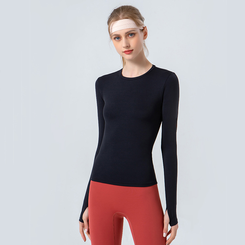 Back letter round neck tight yoga long sleeves