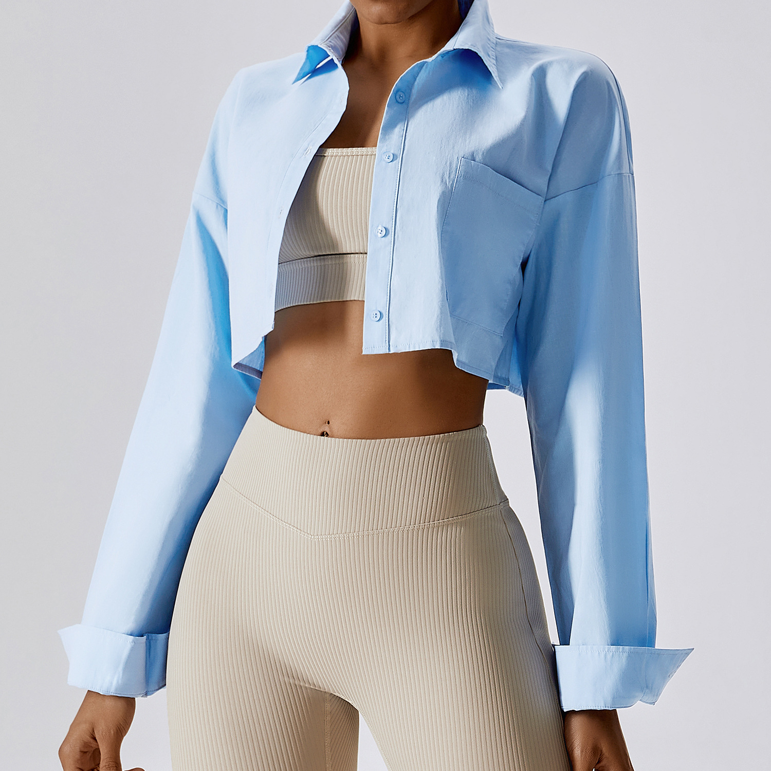 Loose short style casual long-sleeved shirt
