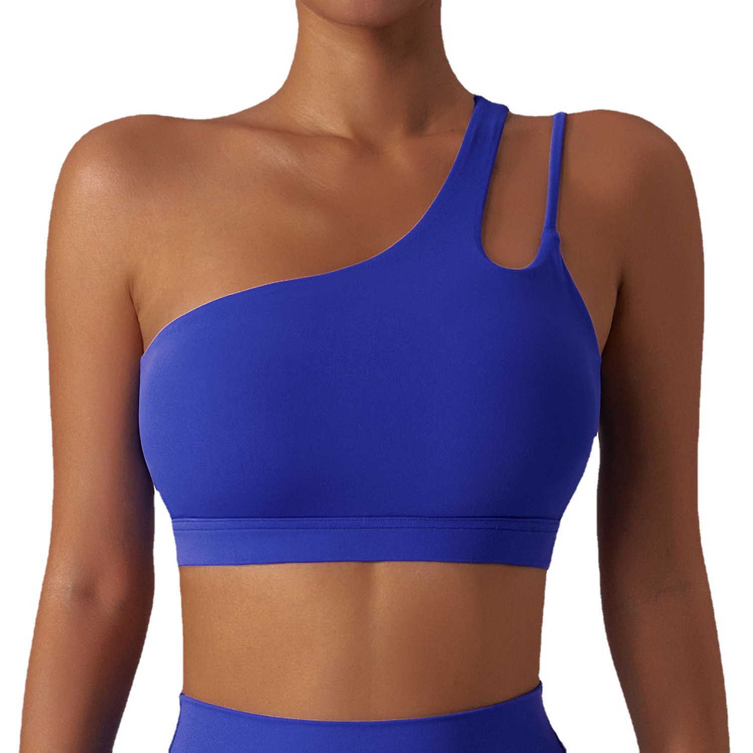 Diagonal one-shoulder shock-proof yoga bra