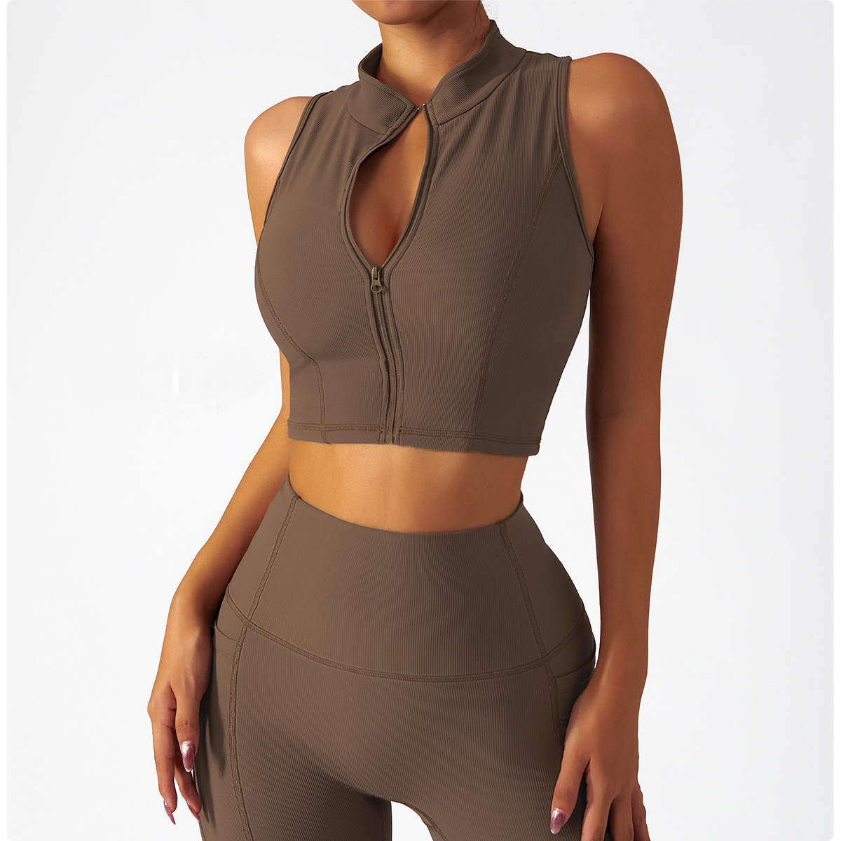 Sports Zipper Yoga Bra