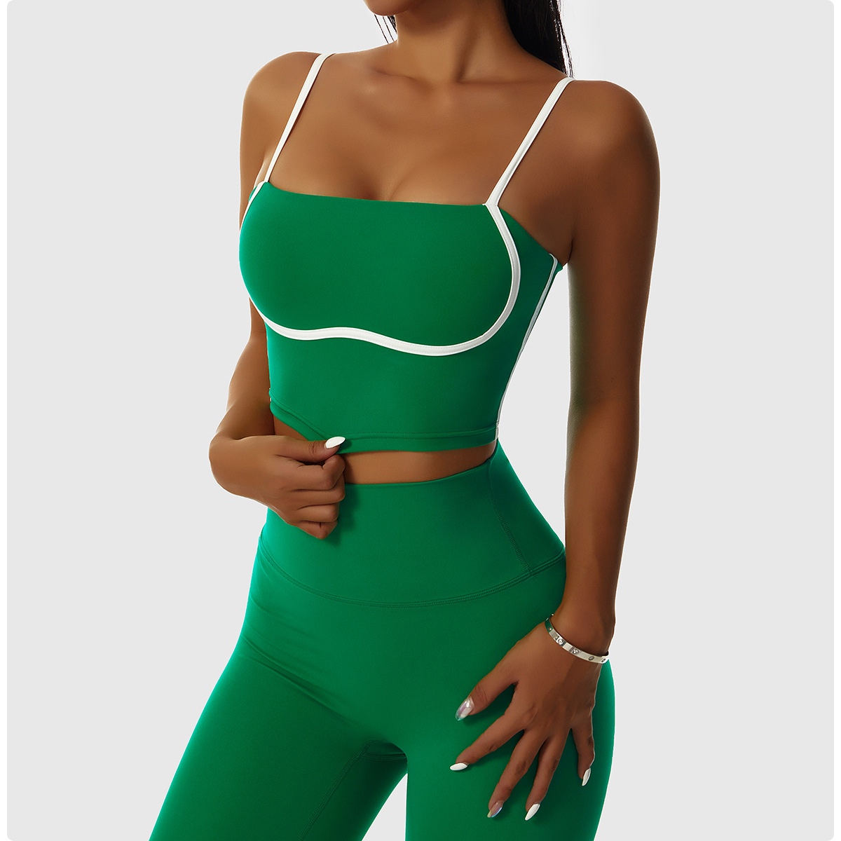 Patchwork color contrasting nude yoga bra sports dry workout clothes