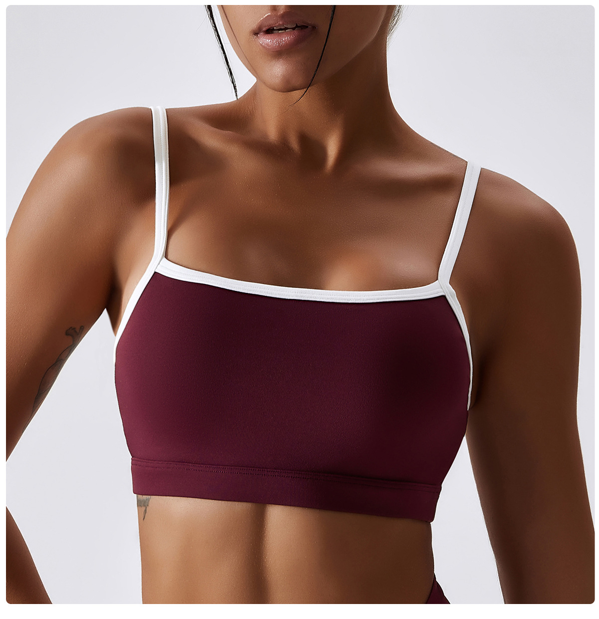 Patchwork color contrast yoga sports bra