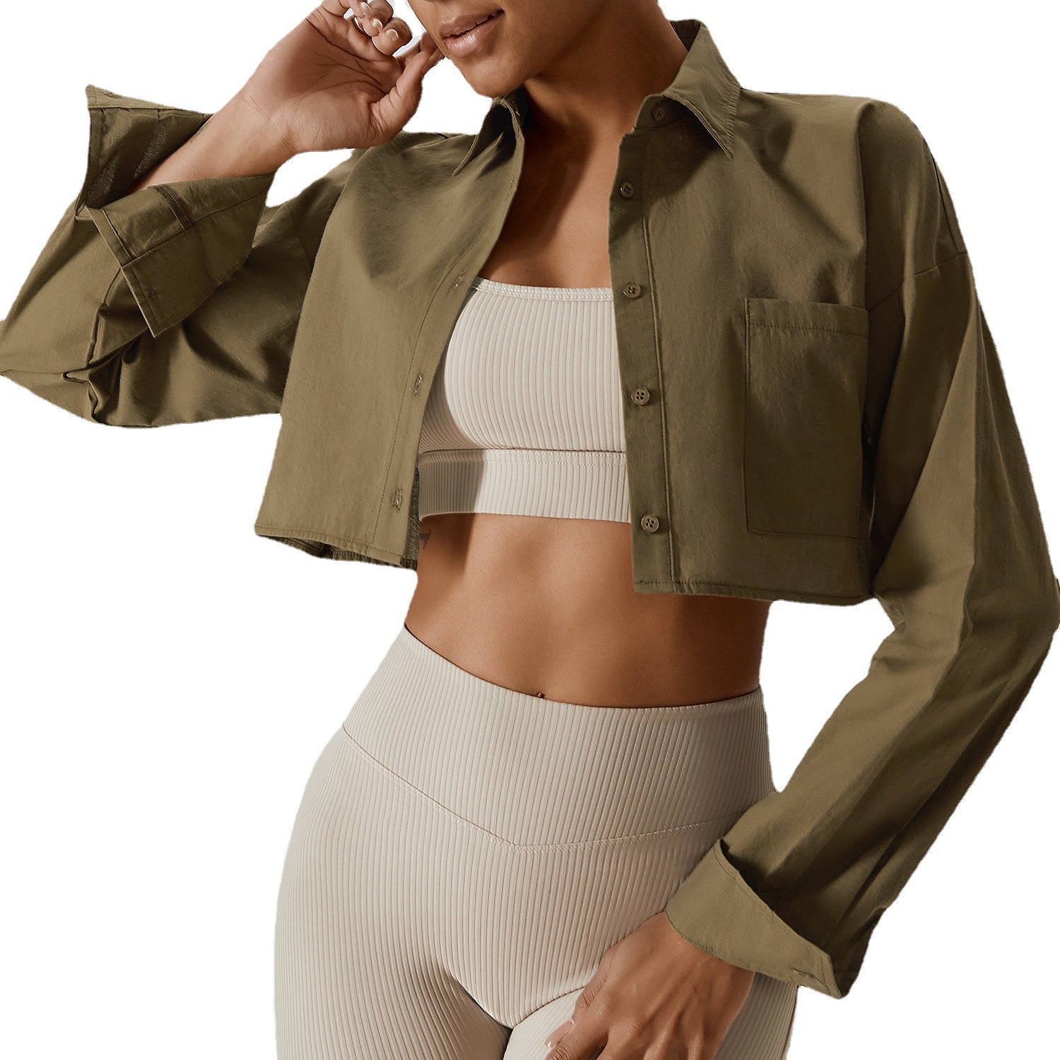 Loose short style casual long-sleeved shirt