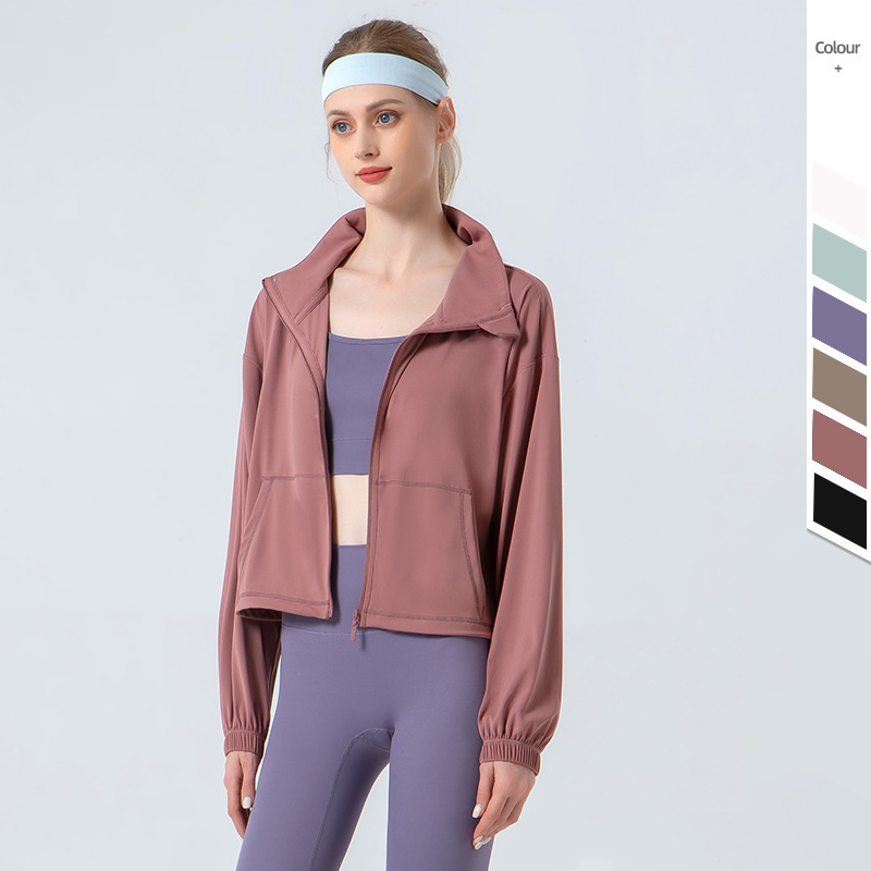 Standing collar half zipper yoga sports Long sleeves